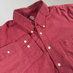 Dockers Men's Button Up Shirt Stain Defender Red Long Sleeve Pocket Size XL